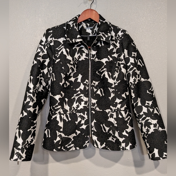 Women's WHITE HOUSE BLACK MARKET holiday zip up blazer size 6 WHBM - Picture 1 of 8